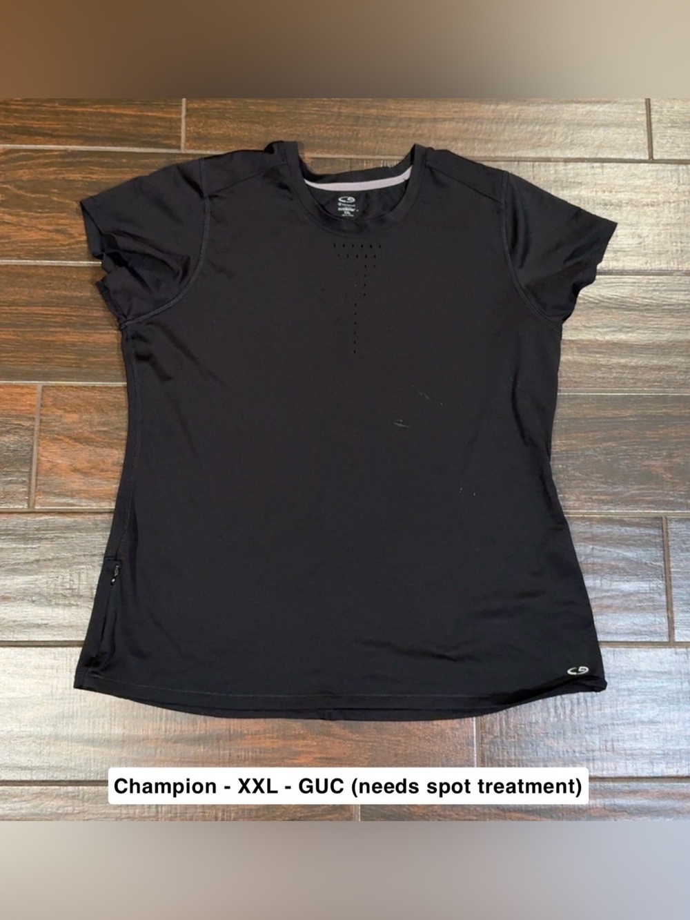 Champion Black Short Sleeve Performance Tee Vented Womens Size XXL